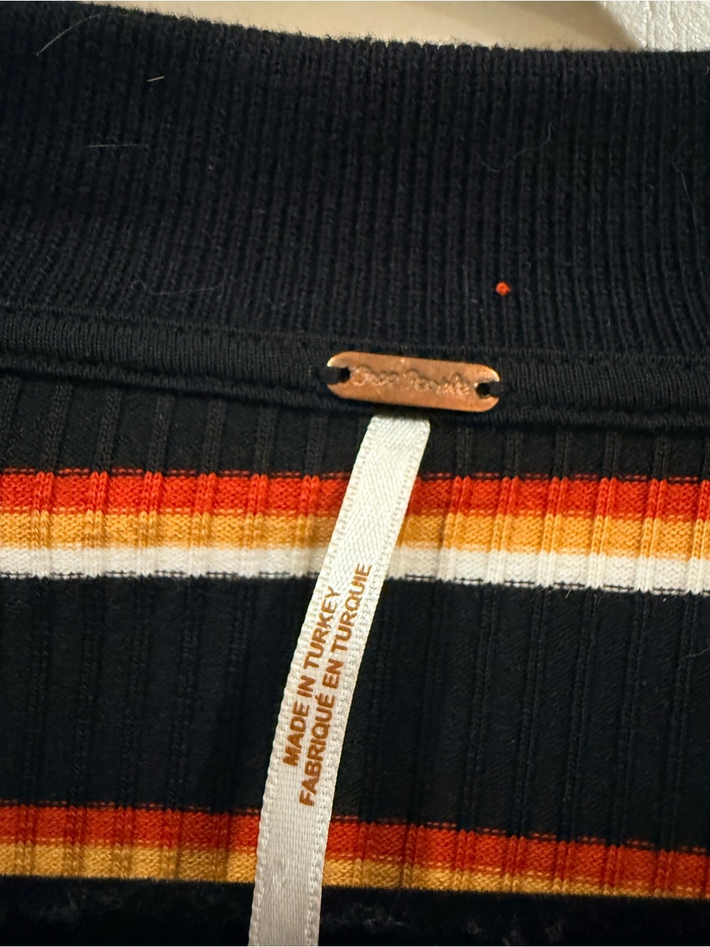 Free People Retro Striped Ribbed Polo Top | Deep V-Neck XS - Picture 4 of 5